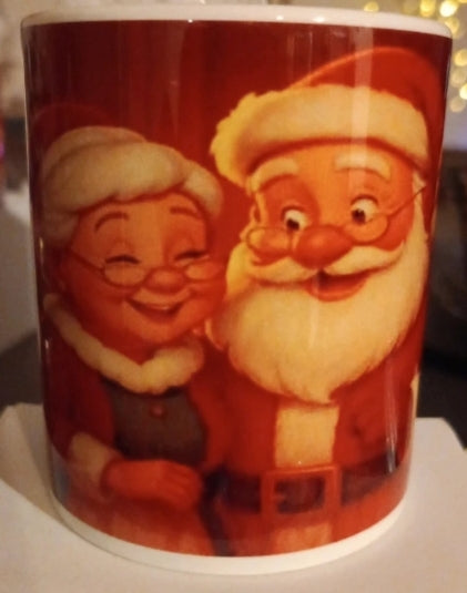 🎅 Mug de Noël vintage – Père Noël &amp; Mère Noël
